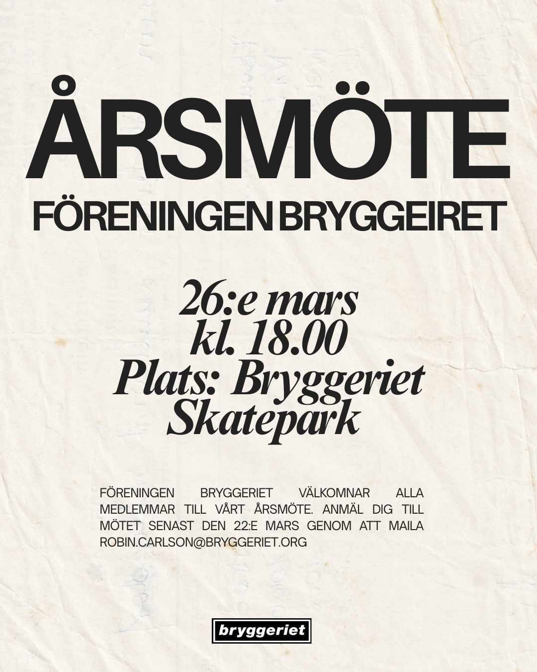 årsmöte föreningen bryggeriet